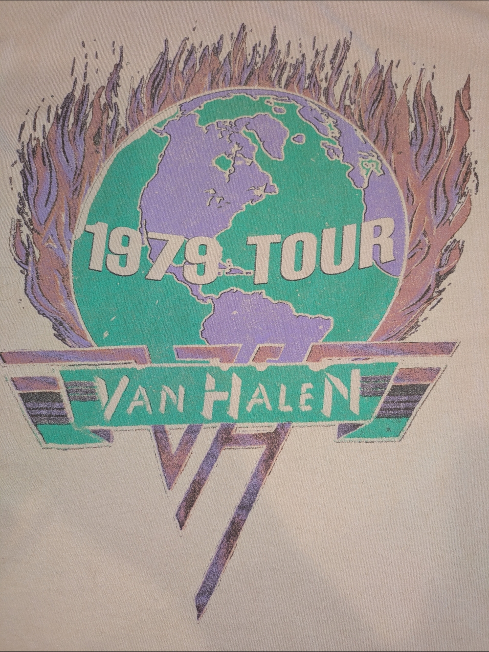 Van Halen 1979 World Tour Graphic Tee Vintage Style Band Shirt Medium Distressed